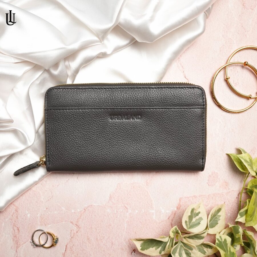 Fiona Ladies Zipper Purse Ash Grain Color